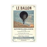 Póster de 1883 Le Ballon Paris Francia – Un globo Brissonnet, piloto de avión y piloto, póster de lienzo, decoración de pared, pinturas para sala de estar, dormitorio, decoración sin marco, estilo 13