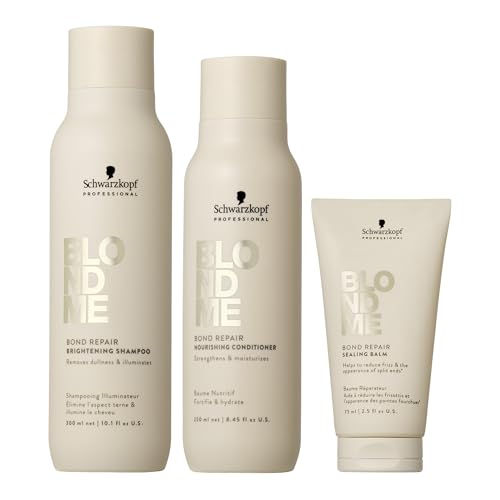 Image of Schwarzkopf Professional BLONDME Bond Repair Nourishing Shampoo 300ml + Conditioner 250ml + Balm 75ml