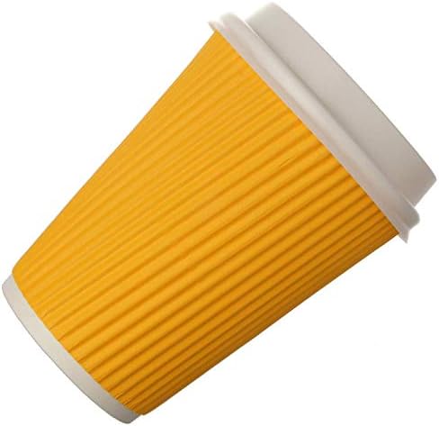 Snapcups Best Disposable Coffee Cups to Go - Premium Hot Paper Cup With Lids 12 Oz(30 count), Yellow - Perfect for Ripple and Insulated Cups - No Soaking or Smells - No Sleeves Needed