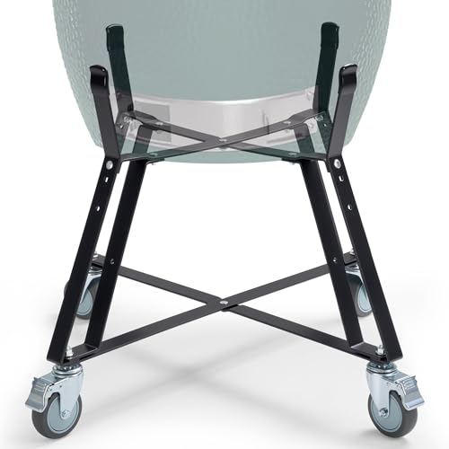 XLarge Big Green Egg Nest,Grill Stand for Big Green Egg Accessories,Rolling Nest with Heavy Duty Locking Caster Wheels Powder Coated Steel for BGE Smoker Kamado Joe Grill Stand Accessories by JUMUZHE - Used condition - US$90.28