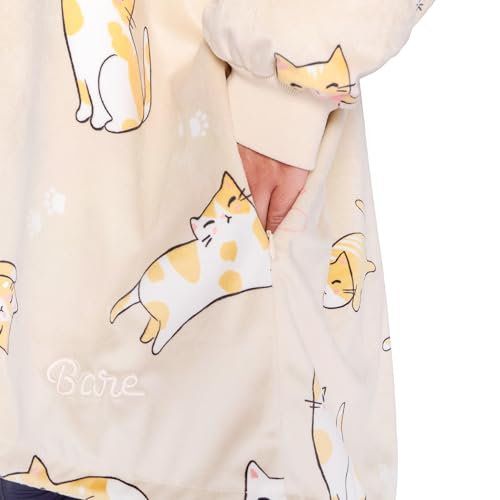 Image of Bare Home Wearable Blanket Hoodie - Soft Plush Sherpa - Warm and Cozy - Oversized Wearable Blanket