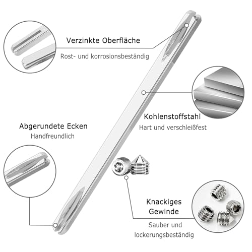 JKITNHJOT Vierkantstift 8mm x150mm, 2 Stück Drückerstift für Türgriff, Vierkant für Drückergarnitur Türdrücker für Türschloss Innentür, mit 8 Stk M6 Schraube