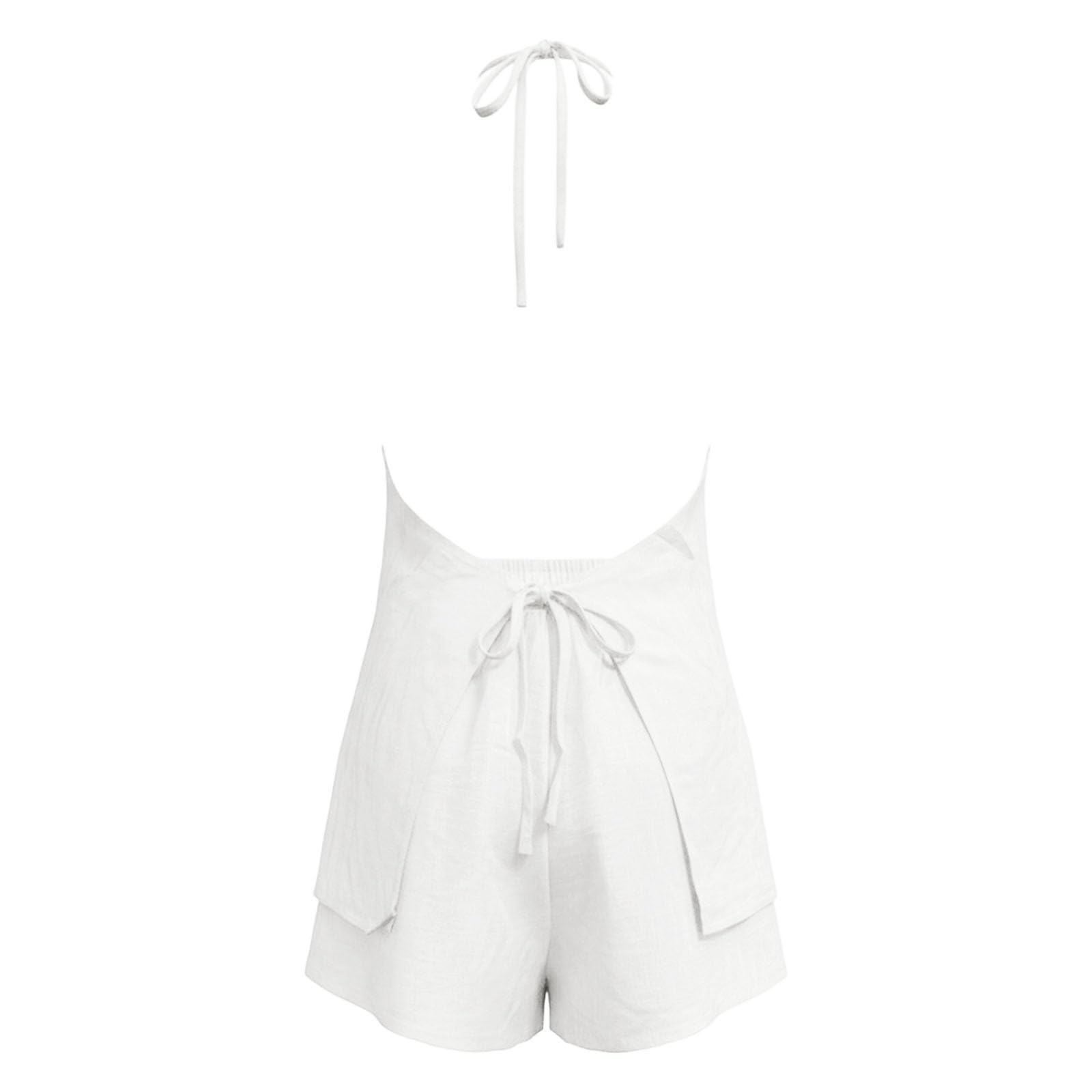 Sommeroutfit Leinen-Shorts mit figurbetontem Crop-Top hohem Bund für stilvolle