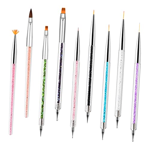 Beavorty 1 Conjunto/9 Pçs Conjunto De Pincéis De Arte Para Unhas Kit De Unhas Profissional Kit De Un