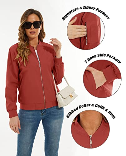 Magcomsen Lightweight Bomber Jackets For Women Windbreaker With 3 Pockets Spring Jacket Zip-Up Flight Coat Outerwear Casual Jackets #TOP3