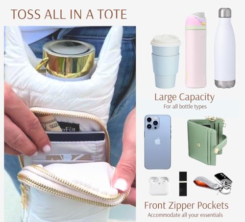 Original Crossbody Water Bottle Holder Bag with Strap.Stylish Puffer Bag.Pockets for Phone & Accessories.BEST GIFT4