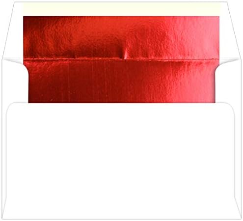Red Foil Lined Envelopes - A9 Radiant White 5 3/4 x 8 3/4 70T, 25 pack