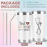 CURTIZON Best Nurse Ever Gifts - Nursing Gifts For Women, Graduation, Practitioner - CNA NICU L&D EMT LPN Nutrition Facts Tumbler 20Oz With Straw - Nurse Tumbler Mug Cup
