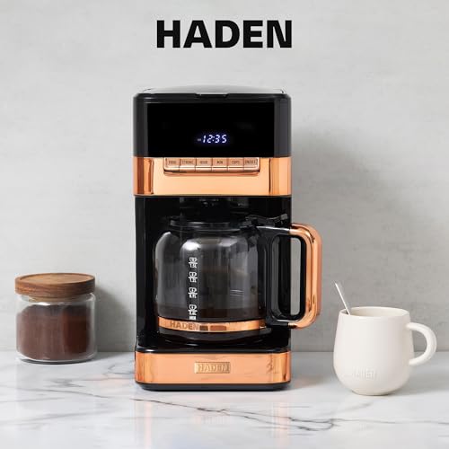 HADEN Quintessential 12 Cup Brew Coffee Maker, 120 Min Keep Warm, Delay Brew, Adjustable Strength, Programmable Clock, 30s Anti Drip, Black/Copper by HADEN - Image 7