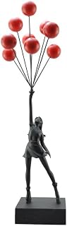 Art Balloon Girl Statues Banksy Flying Balloon Girl Sculpture Resin Craft Home Decoration Living Room Decoration (Red Black)