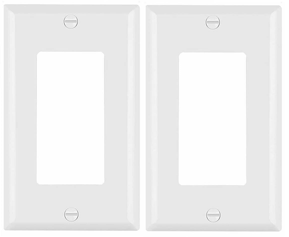 (2 Pcs) 15 Amp Decorator Receptacle Duplex Wall Outlet Plate Cover, Size 1-Gang 4.50" x 2.75", Unbreakable Polycarbonate Thermoplastic, Electric Receptacle Plug Covers,