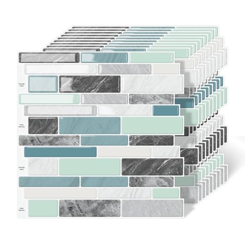 10-Sheet Peel and Stick Kitchen Backsplash Tiles, 3D Waterproof Self
