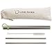 Reusable Straws, Metal Straws, Stainless Steel Straws, Set of 2, with Travel Case, Cleaning Brush - Straight Straw Kit - Portable for Personal Use, 8.5 inches, Drinking Accessories, by Lime Skies