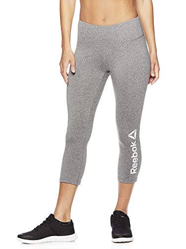 Image of Reebok Women's Printed Capri Leggings With Mid-Rise Waist Performance Compression Tights