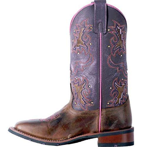 Laredo Womens Lola Square Toe Dress Boots Mid Calf Low Heel 1-2" - Brown, Purple - Size 6 B #TOP14