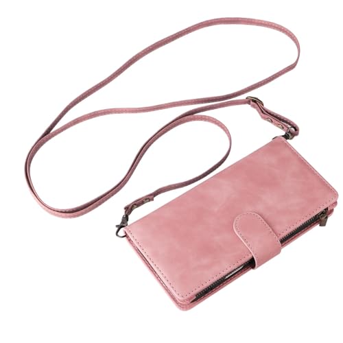 Étui cuir iPhone 16 rose : libérez vos mains avec la bandoulière intégrée