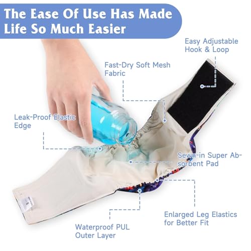 Image of Dog Diapers Male, Belly Bands for Male Dogs, High Absorbing Extra Small Male Dog Wraps for Doggie & Puppy in Incontinence or Excitable Urination and Training(S)