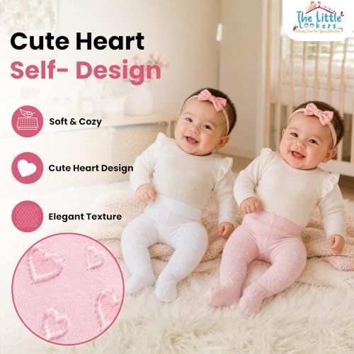Image of THE LITTLE LOOKERS Baby Tights Thick Toddler Baby Girl Seamless Knit Leggings Thick Solid Cotton Stockings Footed Pants Pantyhose for Years Baby