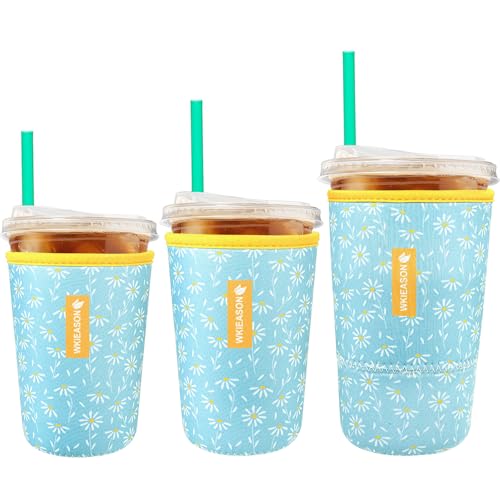 WKIEASON Iced Coffee Sleeve Reusable Coffee Cup Sleeve Coolies 16-32oz