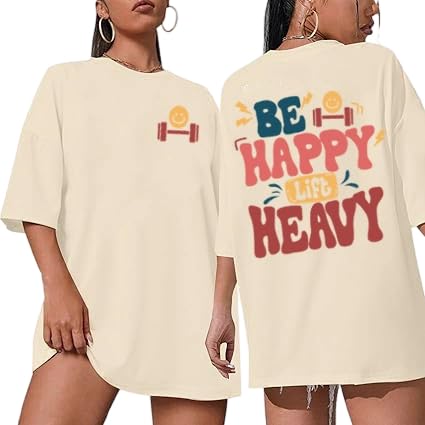 Eatbook Funny Oversized Workout Shirts for Women Gym Lift Heavy Graphic Tee