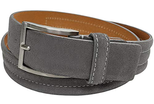 Men's Belt Suede Full Leather Belt Casual Dress Leather Belt 1-3/8"(35mm) Wide, Multi-Style Options
