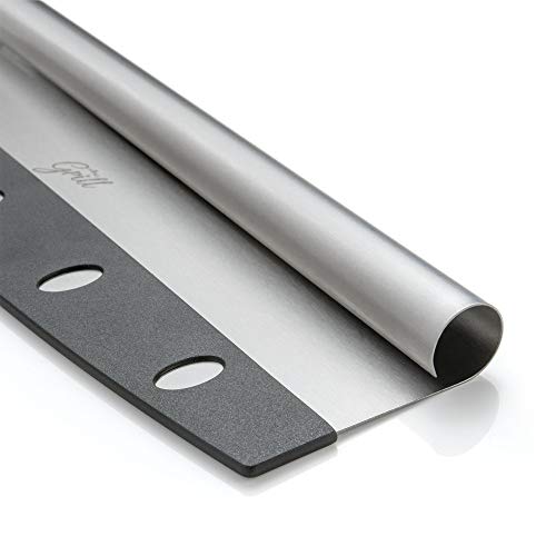 Hans Grill Pizza Cutter Rocker Blade | 14" Large Japanese Grade Sharp Stainless Steel Rocking Pizza Knife Cutter | Professional Nonstick Pizza Slicer With Cover For Kitchen Or Commercial Chef Use. #TOP2