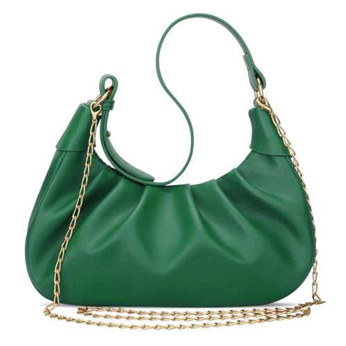 Image of KKXIU Shoulder Bag Crescent Handbag Ruched Purse Underarm Bag Mini Hobo for Women