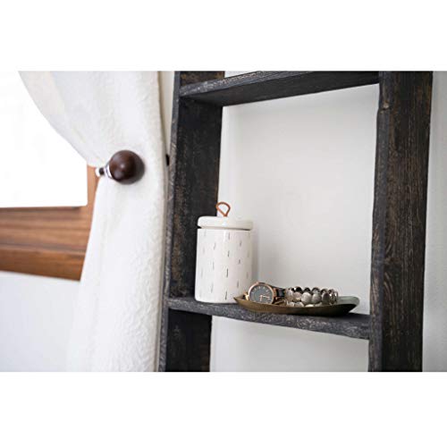 BarnwoodUSA Rustic Farmhouse Blanket Ladder - Our 5 ft Ladder can be Mounted Horizontally or Vertically and is Crafted from 100% Recycled and Reclaimed Wood | No Assembly Required | Black