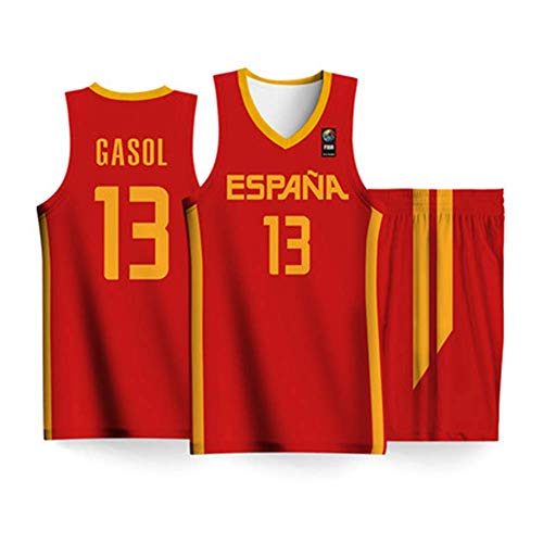 Conjunto Camiseta Baloncesto para Hombres-2019 Selección Nacional España Copa Mundial#13 Marc Gasol...