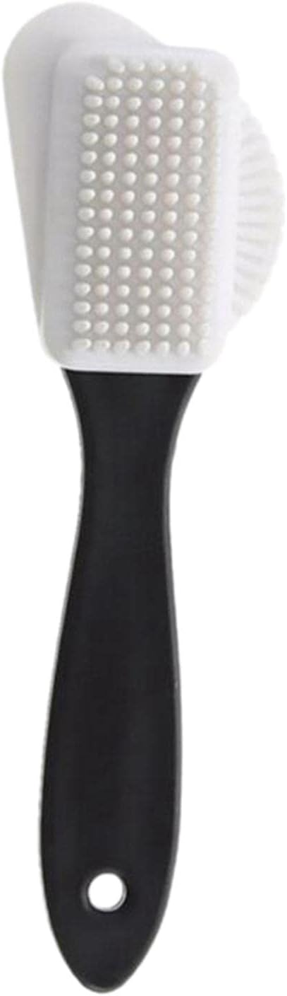 Multifunctional Cleaning Brush Wash Clothes Brush Shoe Cleaner 3 Side with Long Handle Reusable Shoe Brush, for Clothes, Laundry, Shoes, White