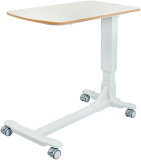 HopeFULL Medical Adjustable Bedside Table, Wooden Dining Board (32" x 18" x 28"-40" Adjustable Height) with 4 casters with Breaks