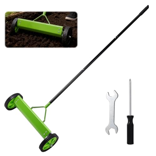 Fukaisu Râteau Fane, Râteau Scarificateur Robuste à Plusieurs Fonctions avec Roue Outil de Scarification pour Pelouse pour Éliminer Les Débris Entretien du Jardin...