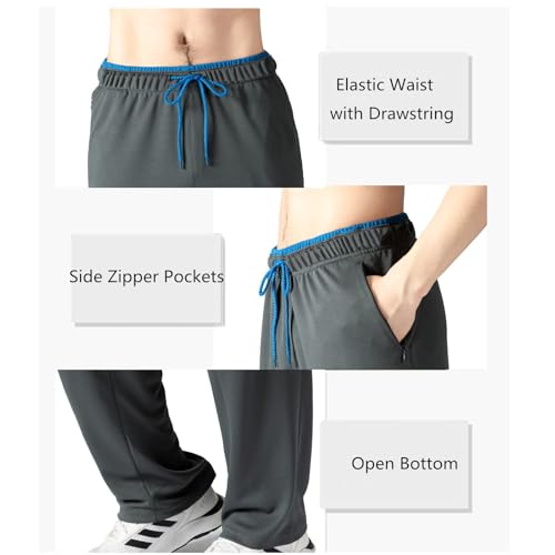 Men's Joggers Pants with Zipper Pockets,Lightweight Sweatpants,Open Bottom Athletic Loose Fit Training Pants3