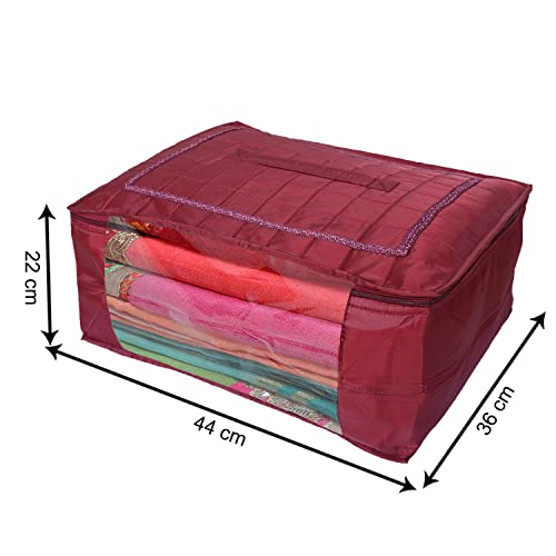 Image of Kuber Industries Parachute Saree Cover /Bag for Storage with Zip Closure | Wardrobe Organizer for Storage | Saree Organiser for Wardrobe | Maroon