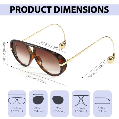 Chicid Oversized Aviator Sunglasses for Women, Trendy Big Retro Shield Sun Glasses with UV400 Protection4