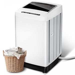 20lbs Portable Washing Machine, Full-Automatic Portable Washer with 10 Wash Cycles, Top Load Clothes Washer with Drain Pump for Apartment Bathroom, Dorms, RVs