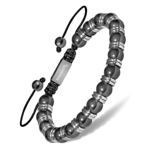 MagnetRX® Hematite Magnetic Bracelet - Beaded Magnetic Hematite Bracelets (Silver Titan 8mm Bead) Cover