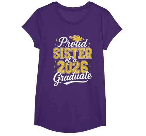 Proud Sister of A 2026 Graduate Class of 2026 Graduation T-Shirt, Girls, Purple, Small
