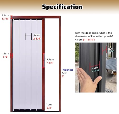 Porte accordéon verrouillable blanche avec rail de guidage rouge résistant - 3