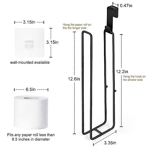 Toilet Paper Holder with Storagefor 3 Roll Tissue Wall Mounted Over The Tank Toilet Paper Holder Organizer Self Adhesive Toilet Paper Storage Stainless Steel Toliet Paper Holder（Black 1 Pcs） by Mivvosakuki - Image 2
