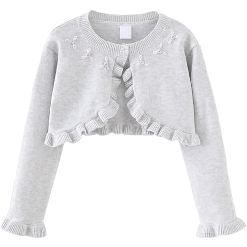 Girls' Short Knitted Cardigan, Comfortable Ruffle Edge, Versatile Coat for Spring, Autumn and Winter