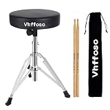 Vhffoso Drum Throne, Height Adjustable Drum Stool, with 5A Oak Drumsticks and Storage Bag Drum Seat