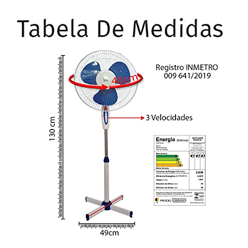 Ventilador de Coluna Regulável Altura 110 à 130cm 220V