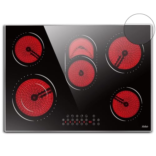 Image of Hobsir 30 Inch Electric Cooktop, 5 Burners 30 Cooktop, Electric Stove Top Burner, 8400W Drop-in Ceramic Stove with Glass Metal Frame, Dual Zone, Timer, Safety Lock, 220-240V, Hard Wired (No Plug)