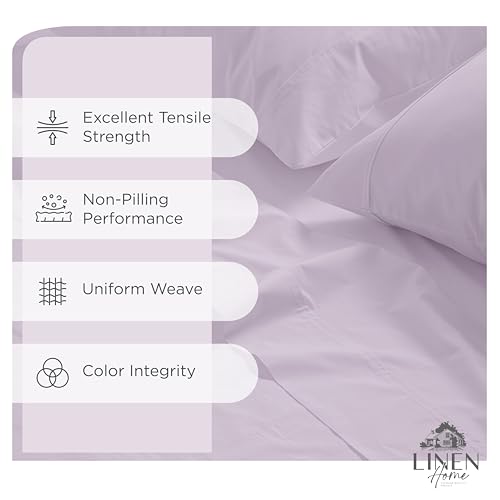 Image of Linen Home 2-Pack Queen Sheet Set, 100% Cotton Percale Bedding, 8-Piece Value Bundle, Deep Pocket Cooling Bed Sheets for Hot Sleepers, Breathable & Crisp Hotel Quality, Long-Staple Cotton, Iris Lilac