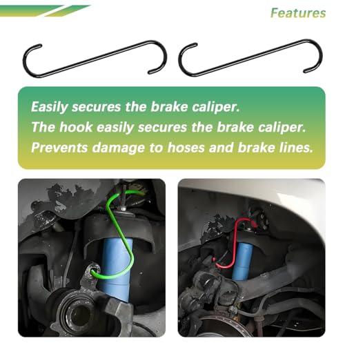 Ywdiml Car Brake Caliper Hanger Hooks, 2PCS Durable Vehicle Brake Caliper Tool with Rubber Tips, Automotive Braking Bearing Axle Suspension Work Accessories, Universal for Sedan RV Truck (Black) - Thumbnail 4