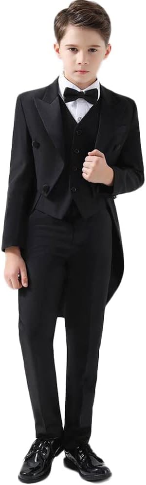 3 PC Boys Suits for Kids Formal Tailcoat Set Flowers Boys Suits for Wedding Performance Suit