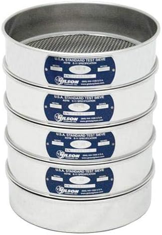 Gilson 8-Inch (203mm) ASTM E11 Test Sieve, All Stainless Steel, No. 10 (2.0mm) Opening Size, Full Height (V8SF #10)