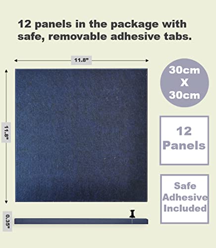 DECORITA Blue Felt Bulletin Board 47"x35" | Large Cork Bulletin Board Alternative for Office, Home & Classroom | Felt Wall Tiles (12-Pack) | Blue Classroom Decor Office Supplies | Dark Blue - Thumbnail 4