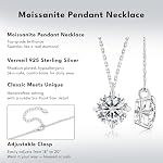 KRKC Moissanite Necklaces for Women, Birthday Christmas Valentine's Day Gift for Her, 0.5-4 CT D Color VVS1 Pendant Necklace, 925 Sterling Silver with 14k White Gold Plated, Luxury Box